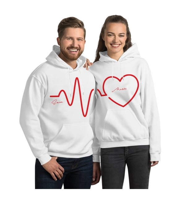 Sevgiliye Hediye Kalp Atışlı İsme Özel Çiftli Sweatshirt - Product Image 2